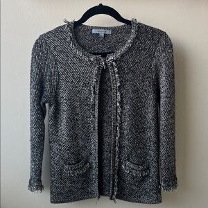 Classiques Entier Merino Wool Tweed Cardigan With Fringe- Size Small